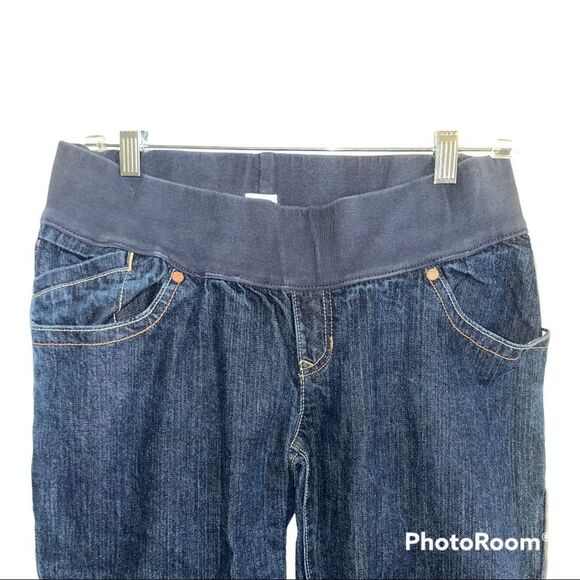 Womens Old Navy Maternity Stretch Low Rise Waist Blue Jeans SZ Medium Capri - Picture 2 of 6